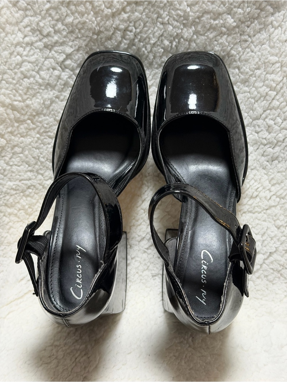 Circus by Sam Edelman Women's Black Patent Square Toe Block Heel Buckle Size 8 - Picture 7 of 12